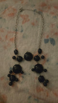 Midnight Cascade Black Bubble Bib Statement Necklace