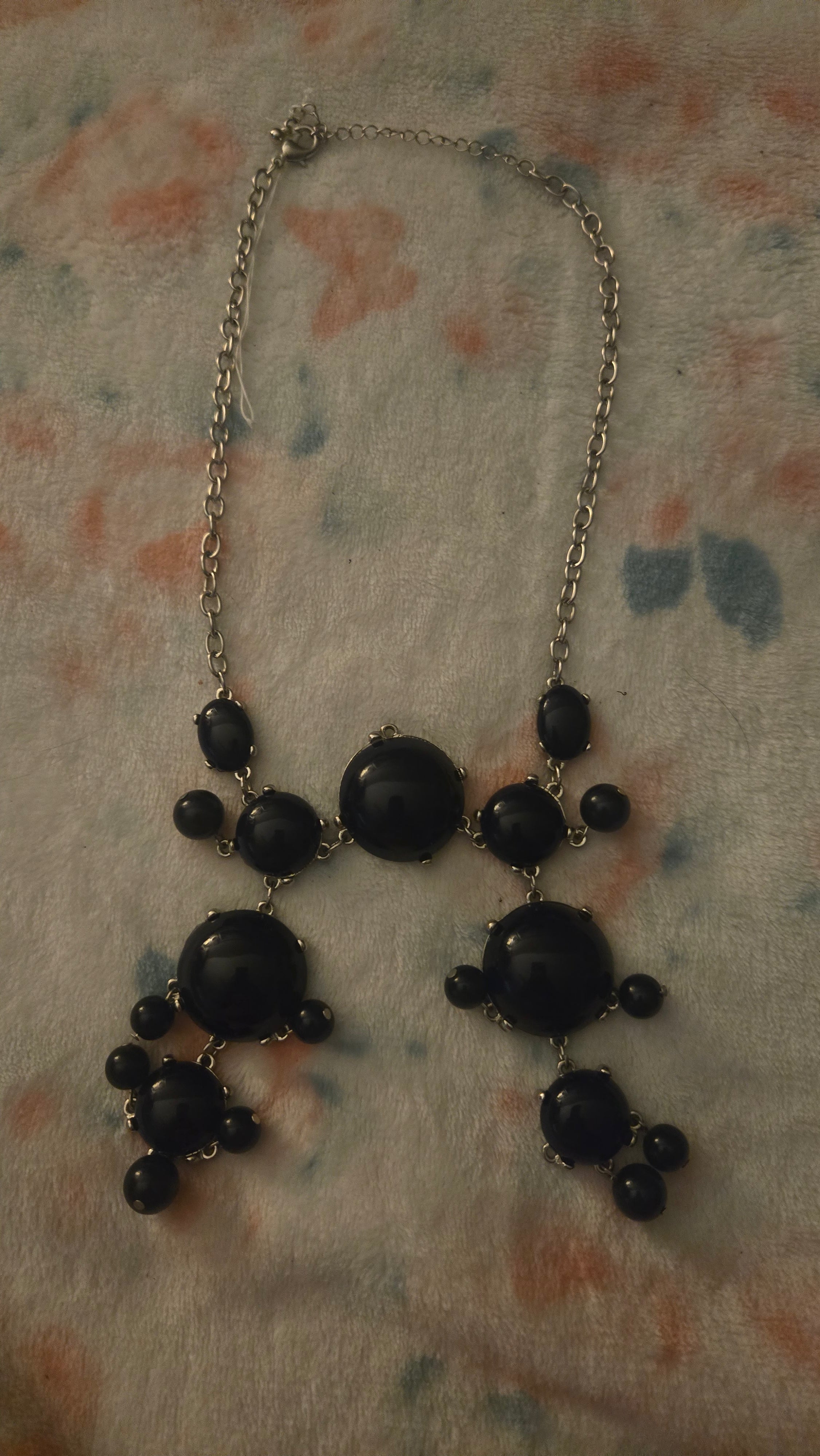 Midnight Cascade Black Bubble Bib Statement Necklace