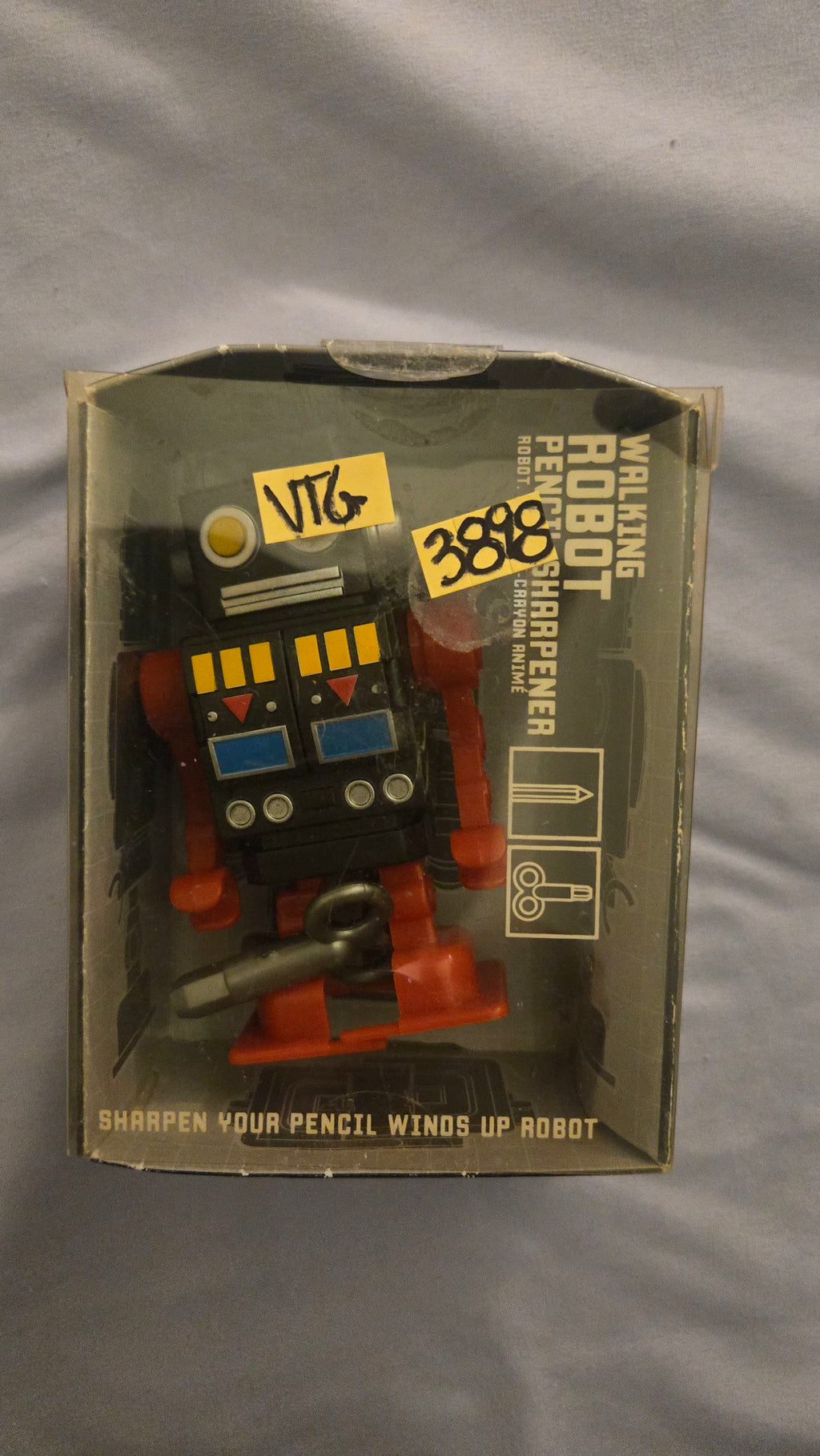 Vintage Style Kikkerland Walking Robot Pencil Sharpener - Wind-Up Toy (Untested/As-Is)