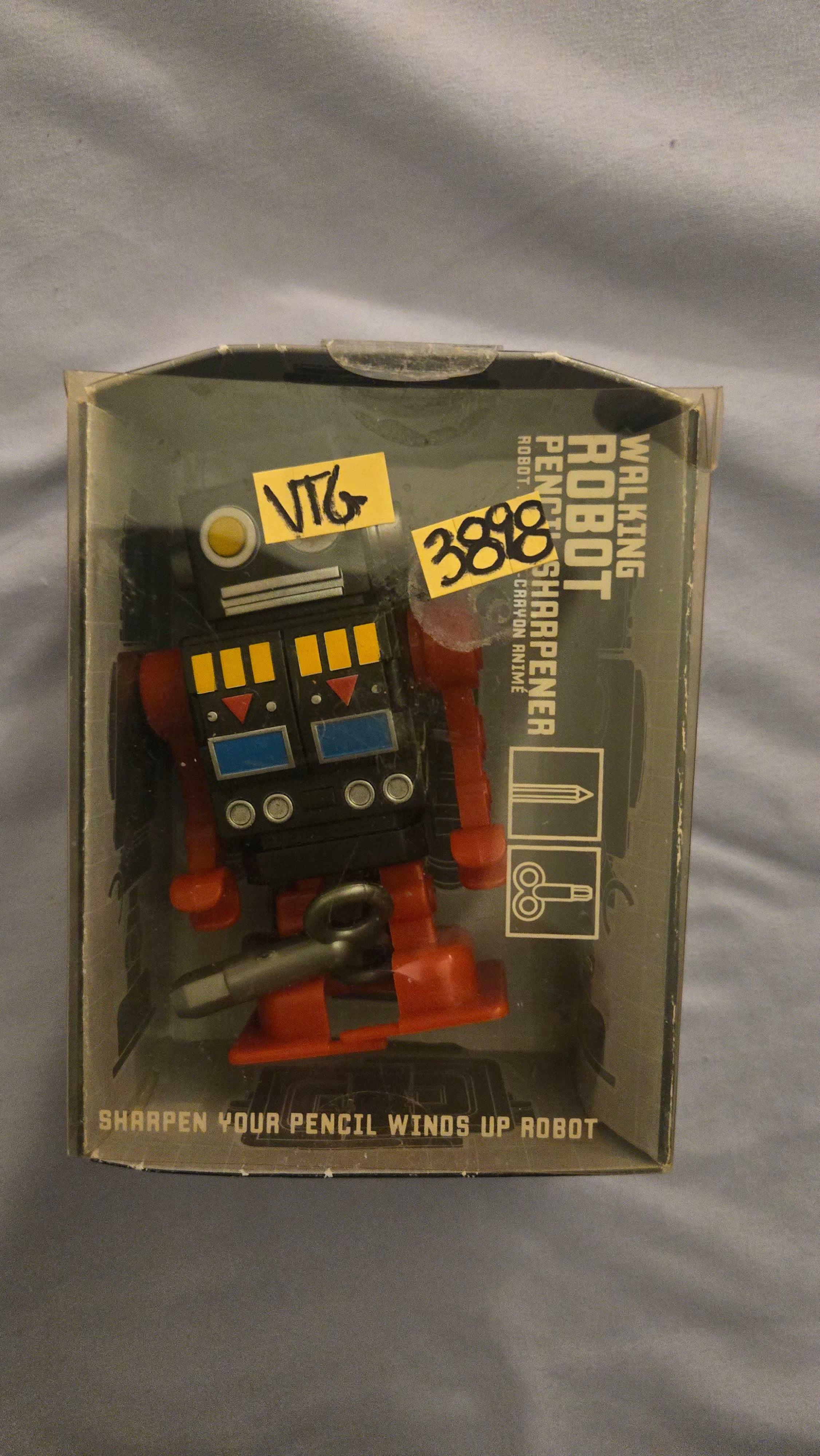 Vintage Style Kikkerland Walking Robot Pencil Sharpener - Wind-Up Toy (Untested/As-Is)