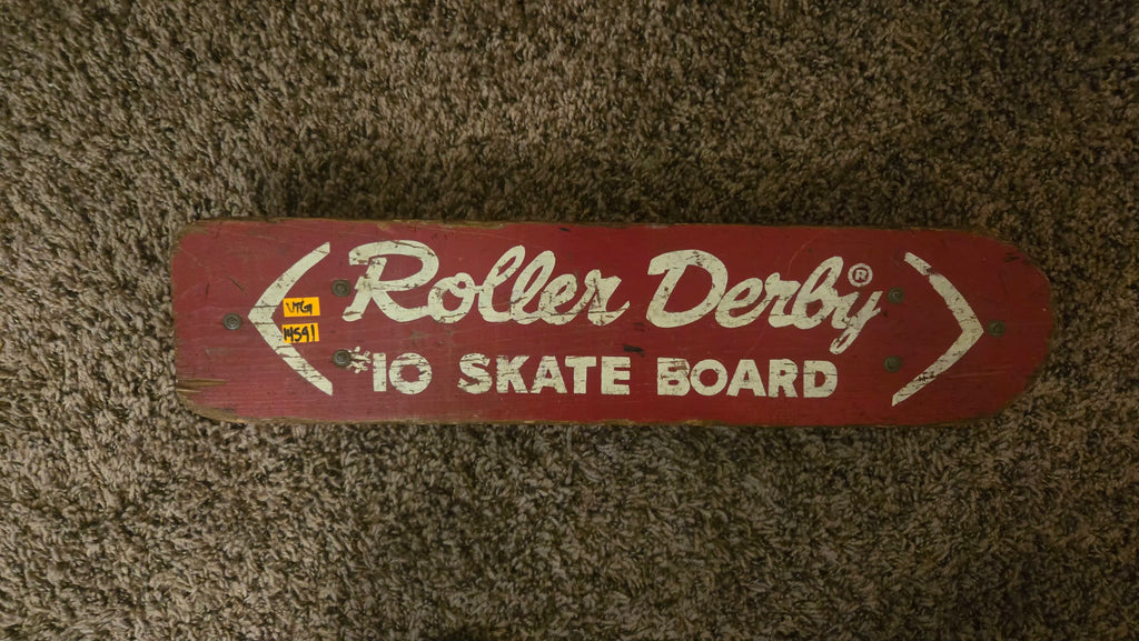 Vintage 1960s Roller Derby #10 Wooden Skateboard Deck - Red